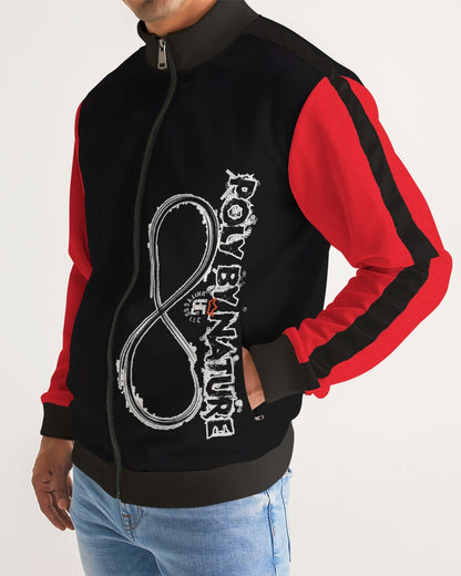 Poly By Nature Men's All-Over Print Stripe Sleeve Track Jacket