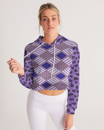 Purple Leopard Women's Cropped Hoodie