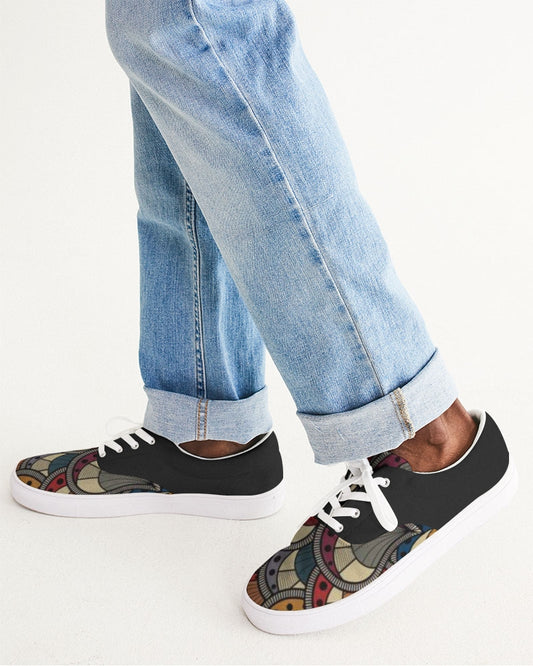 Black classic Kente Men's Lace Up Canvas Shoe