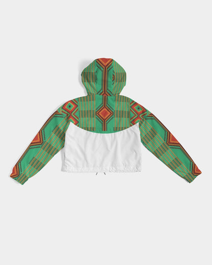 Kente variant 1 Women's Cropped Windbreaker