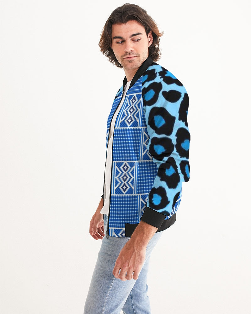 Blue leopard kente Men's Bomber Jacket