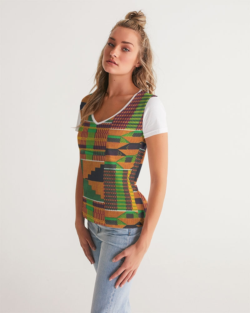 Kente Women's V-Neck Tee