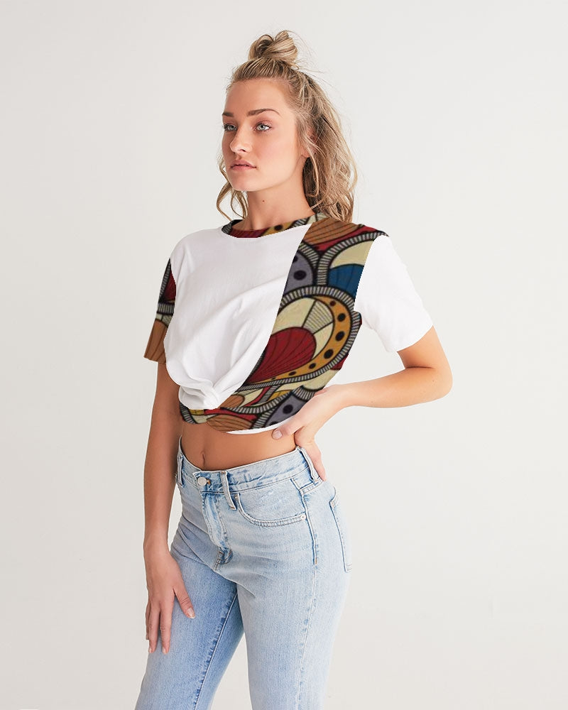 Classic Kente Women's Twist-Front Cropped Tee