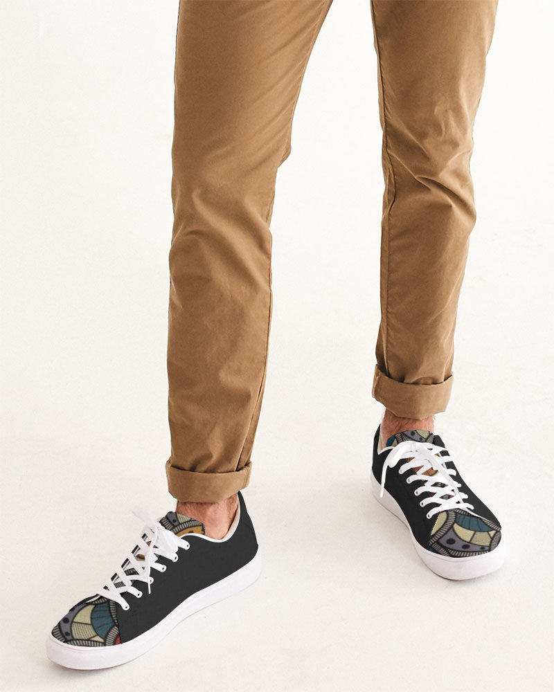 Black classic Kente Men's Faux-Leather Sneaker
