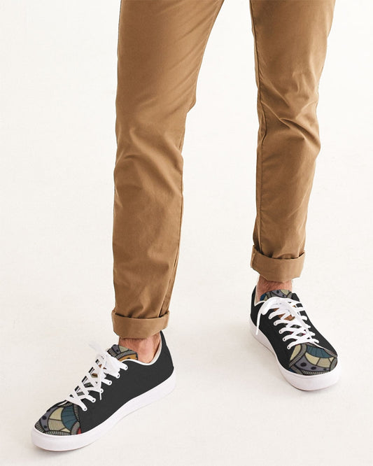 Black classic Kente Men's Faux-Leather Sneaker