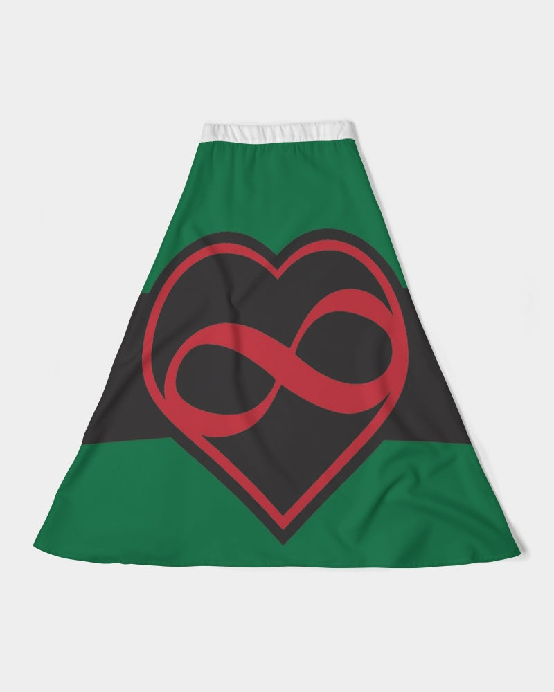 Black polyamorous flag Women's A-Line Midi Skirt