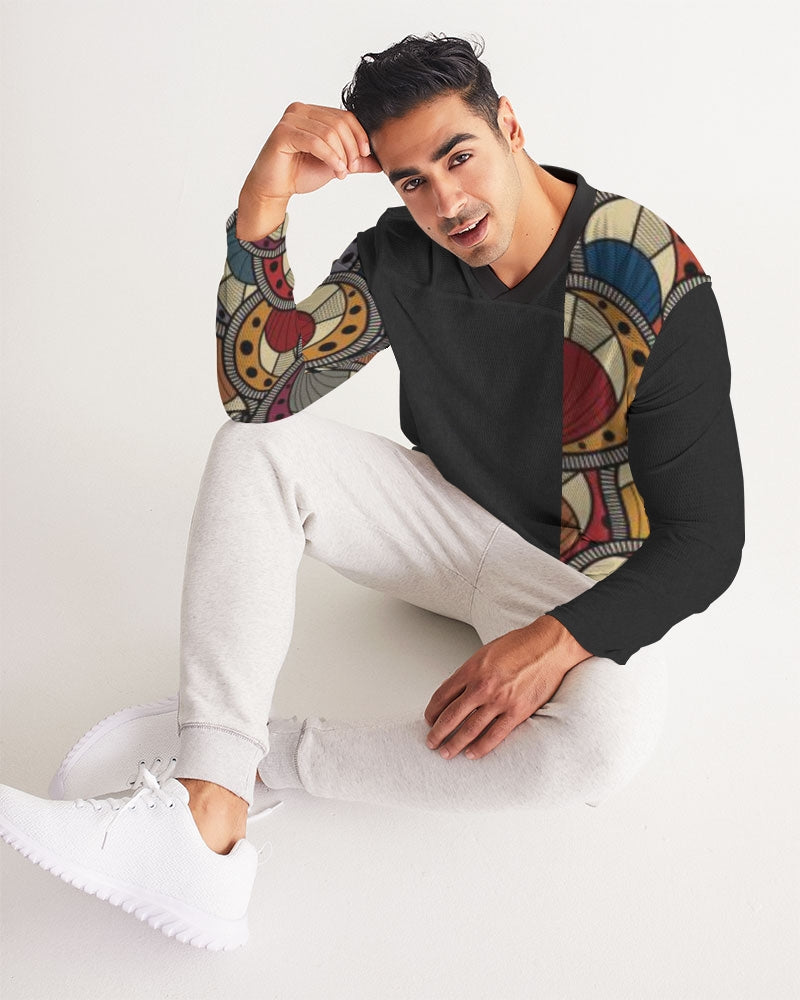 Black classic Kente Men's Long Sleeve Sports Jersey