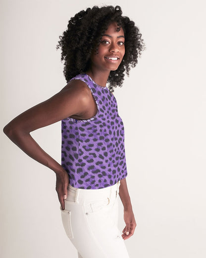 Purple Leopard Women's Cropped Tank