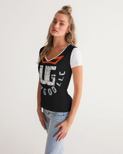 red UNITYGOD Logo Women's V-Neck Tee