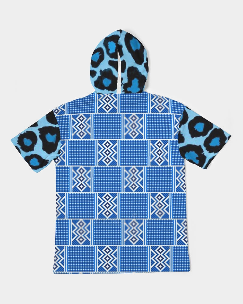 Blue leopard kente Men's Premium Heavyweight Short Sleeve Hoodie