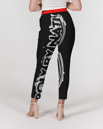 Poly By Nature Women's All-Over Print Belted Tapered Pants