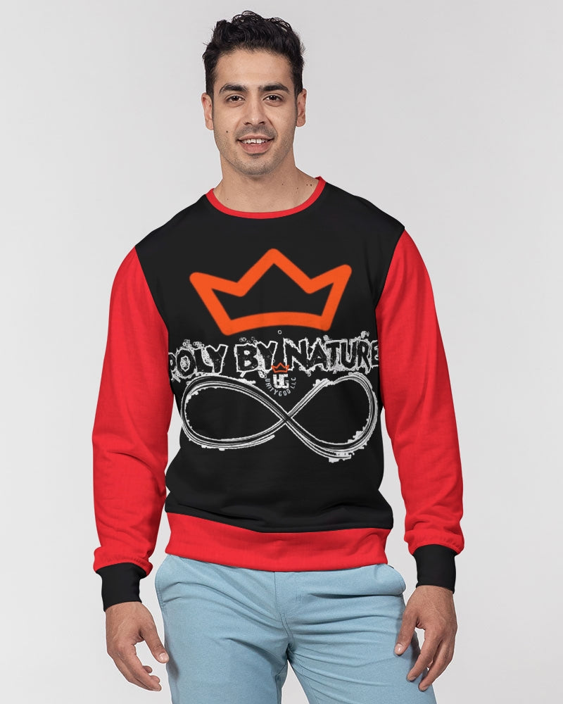 Poly By Nature Men's All-Over Print Classic French Terry Crewneck Pullover