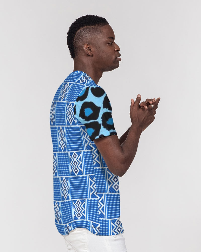 Blue leopard kente Men's Everyday Pocket Tee