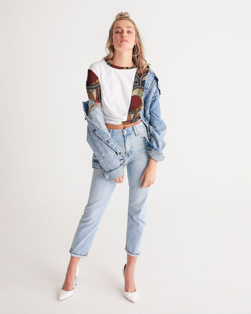 Classic Kente Women's Twist-Front Cropped Tee