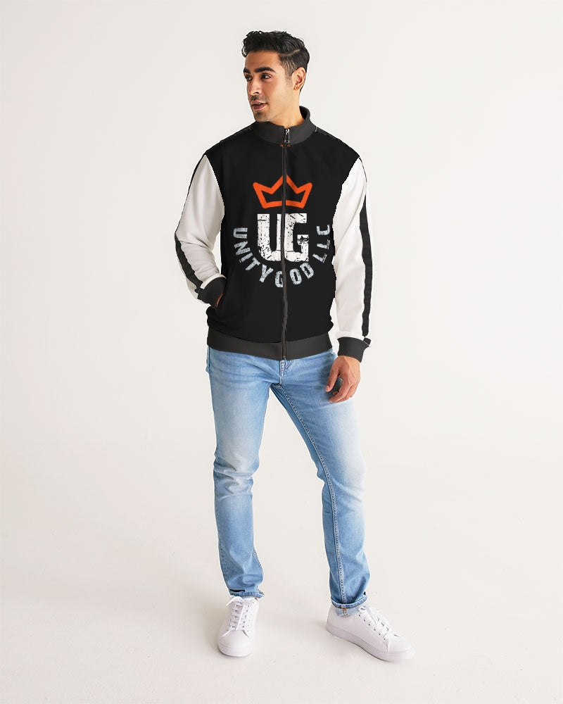 red UNITYGOD Logo Men's Stripe-Sleeve Track Jacket