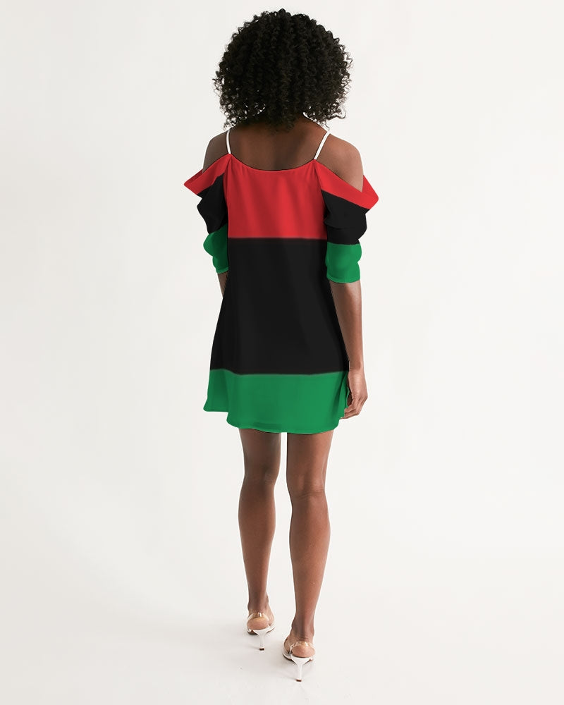 Pan African continental symbol Women's Open Shoulder A-Line Dress
