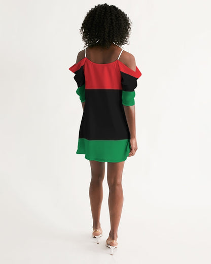 Pan African continental symbol Women's Open Shoulder A-Line Dress