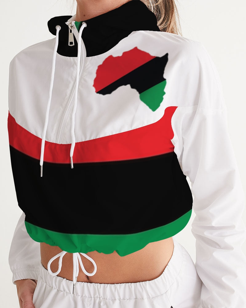 Pan African continental symbol Women's Cropped Windbreaker