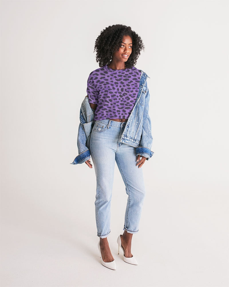 Purple Leopard Women's Lounge Cropped Tee