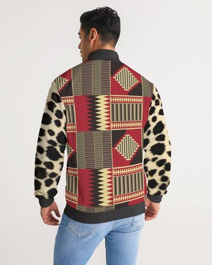BRW Kente Men's Stripe-Sleeve Track Jacket