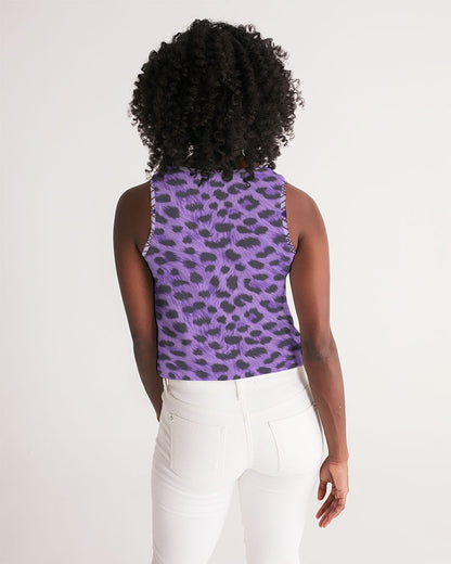 Purple Leopard Women's Cropped Tank