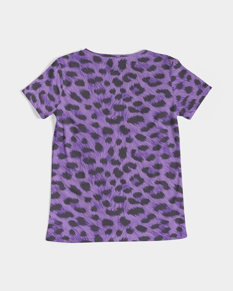 Purple Leopard Women's V-Neck Tee