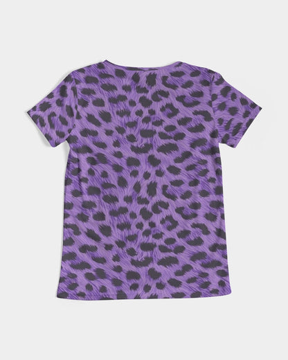 Purple Leopard Women's V-Neck Tee