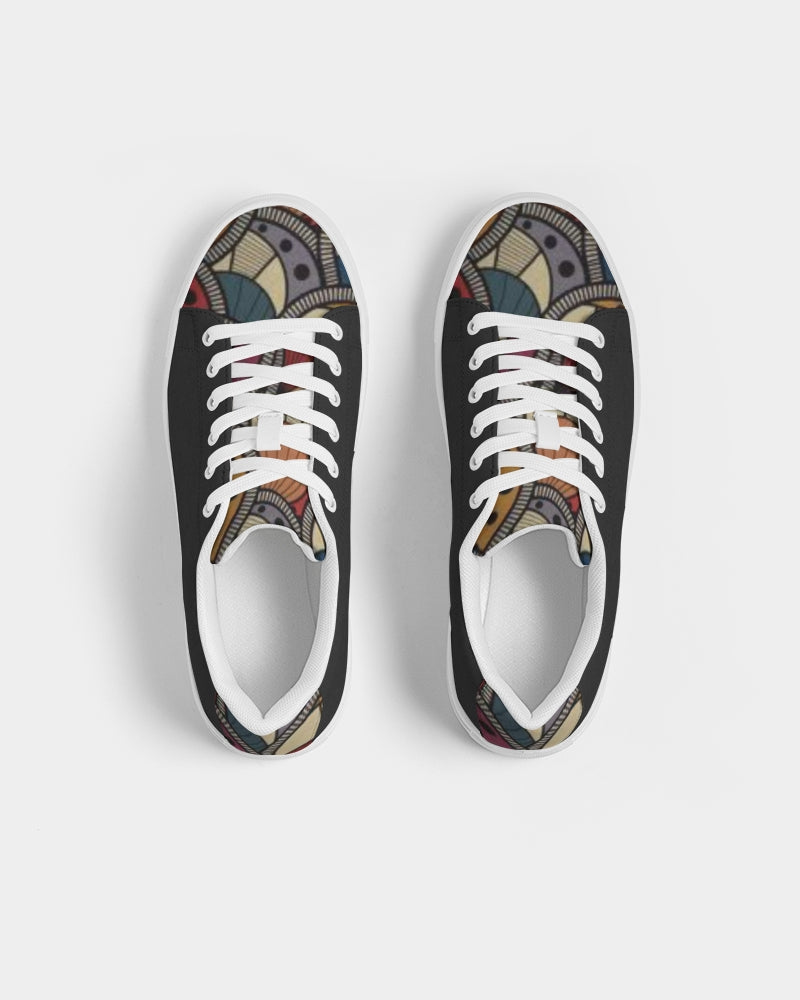 Black classic Kente Men's Faux-Leather Sneaker