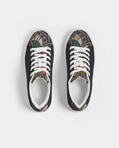 Black classic Kente Men's Faux-Leather Sneaker