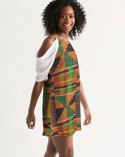 Kente Women's Open Shoulder A-Line Dress