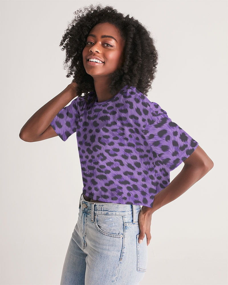 Purple Leopard Women's Lounge Cropped Tee