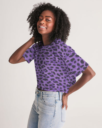 Purple Leopard Women's Lounge Cropped Tee