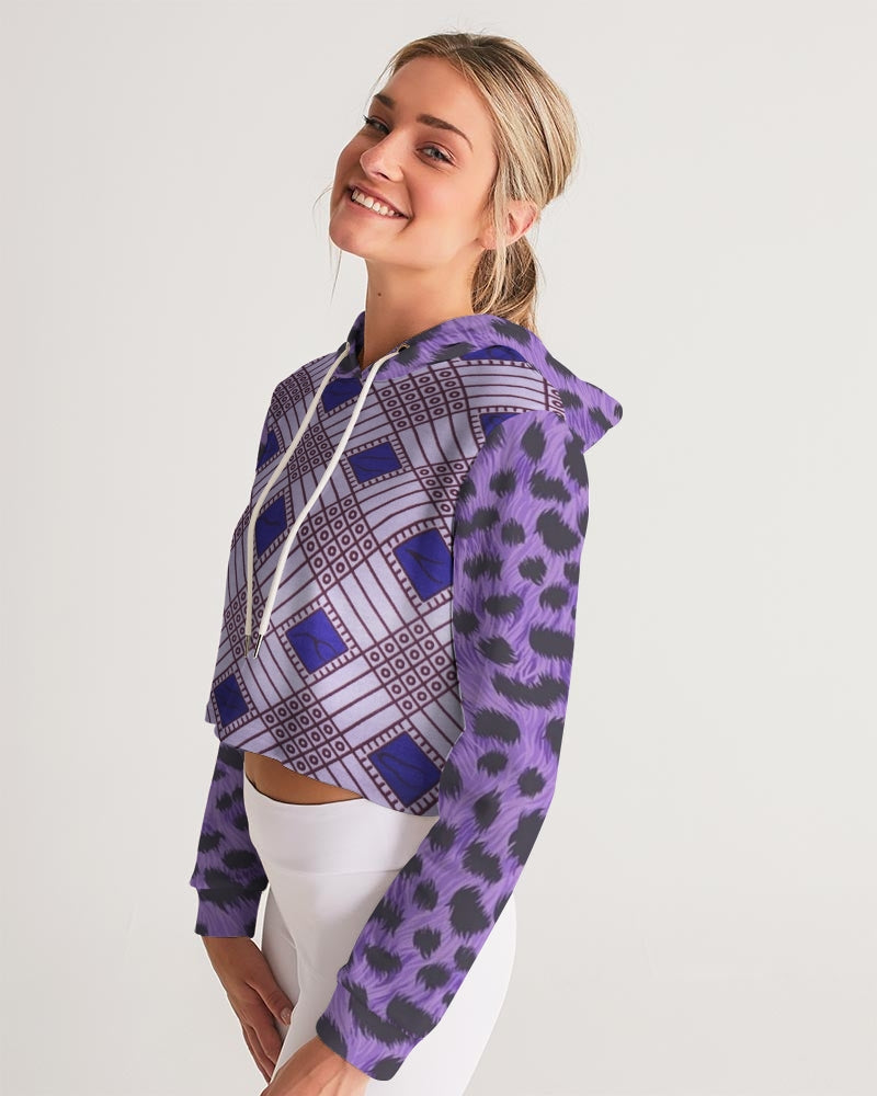 Purple Leopard Women's Cropped Hoodie