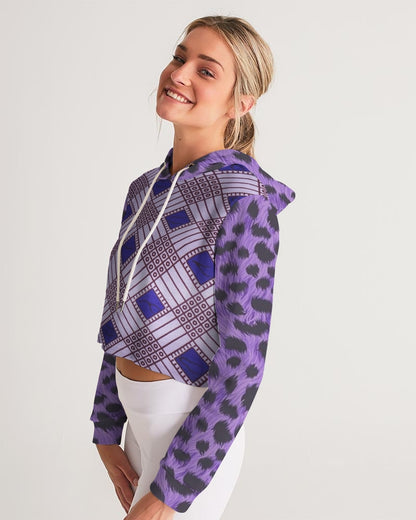 Purple Leopard Women's Cropped Hoodie
