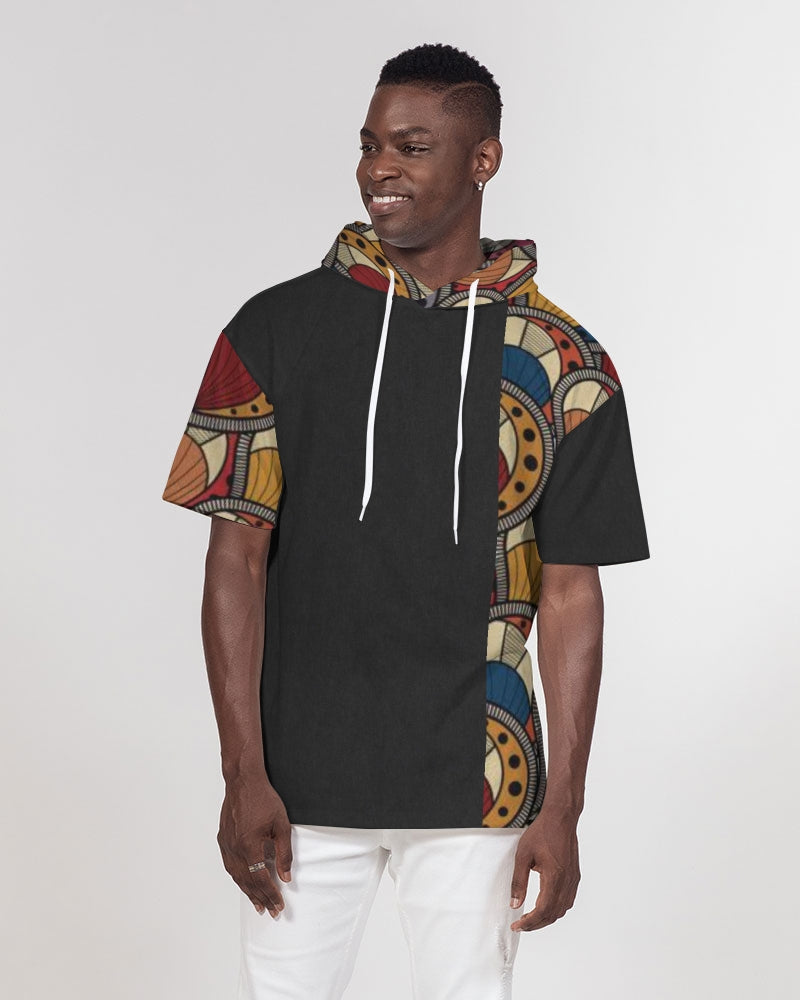 Black classic Kente Men's Premium Heavyweight Short Sleeve Hoodie