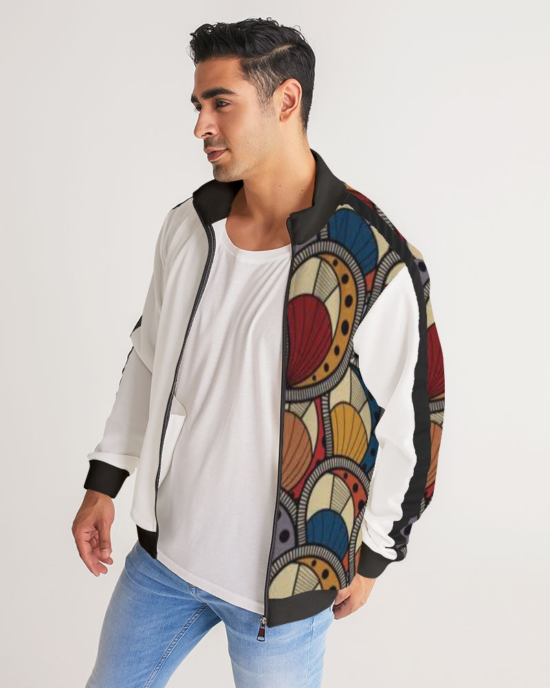 Classic Kente Men's Stripe-Sleeve Track Jacket