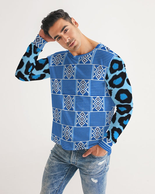 Blue leopard kente Men's Long Sleeve Tee