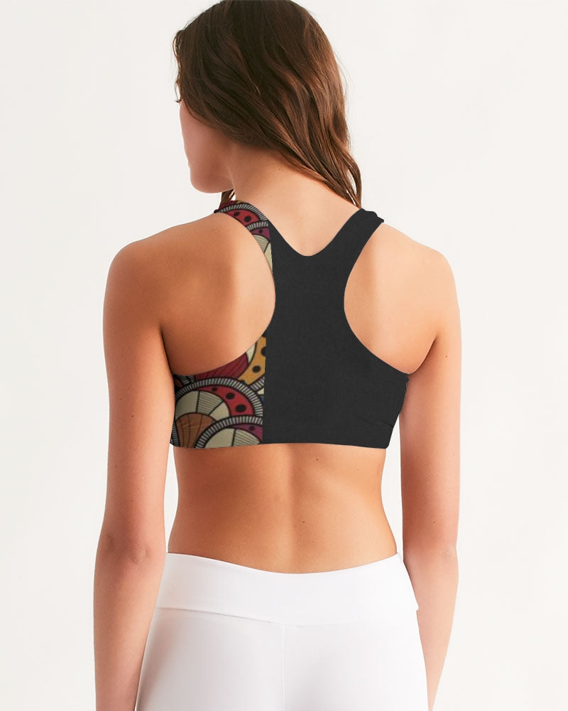 Black classic Kente Women's Seamless Sports Bra