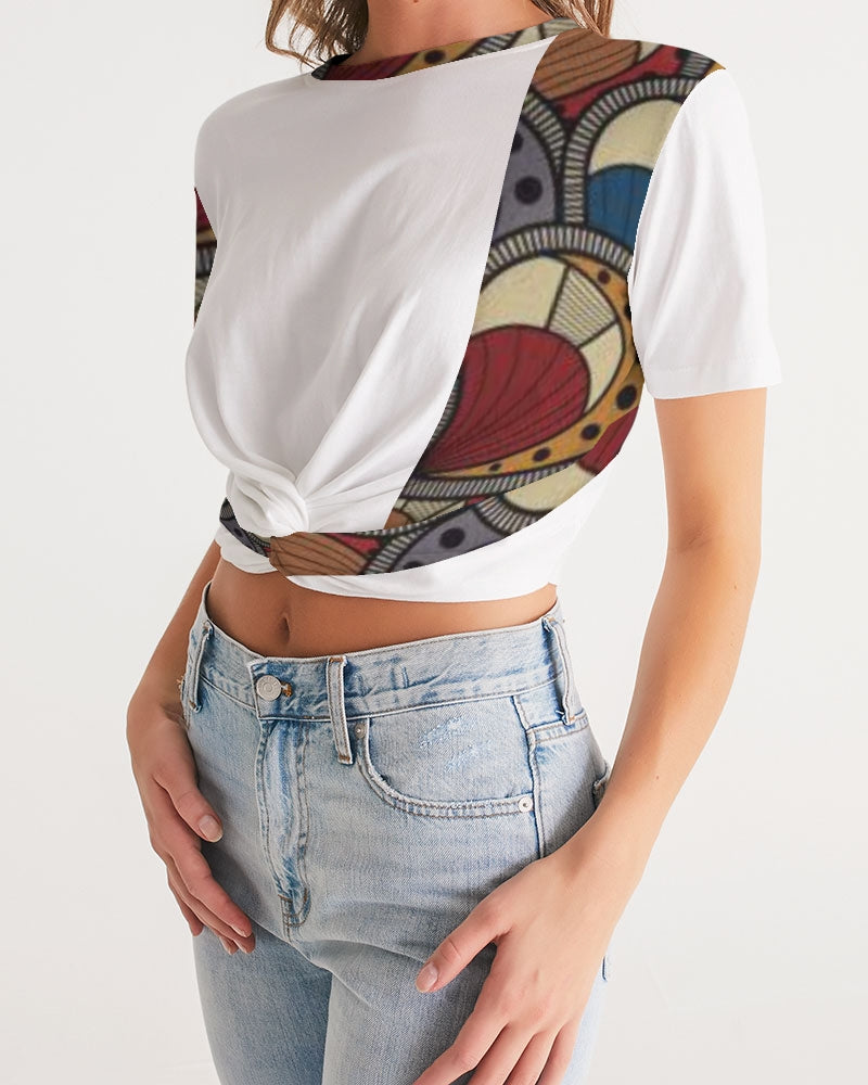 Classic Kente Women's Twist-Front Cropped Tee