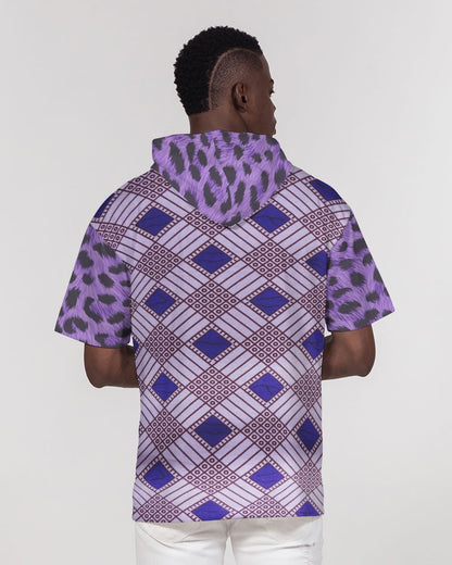 Purple Leopard Men's Premium Heavyweight Short Sleeve Hoodie