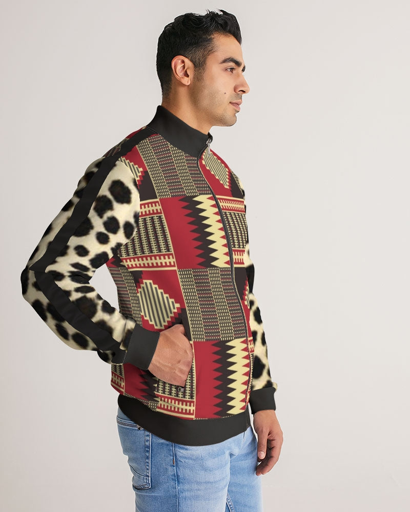 BRW Kente Men's Stripe-Sleeve Track Jacket