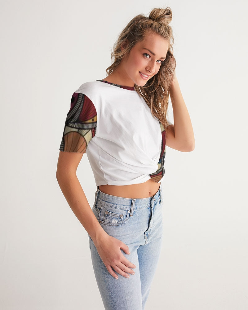 Classic Kente Women's Twist-Front Cropped Tee