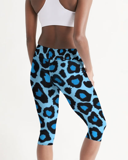 Blue leopard kente Women's Mid-Rise Capri