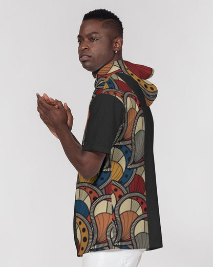 Black classic Kente Men's Premium Heavyweight Short Sleeve Hoodie
