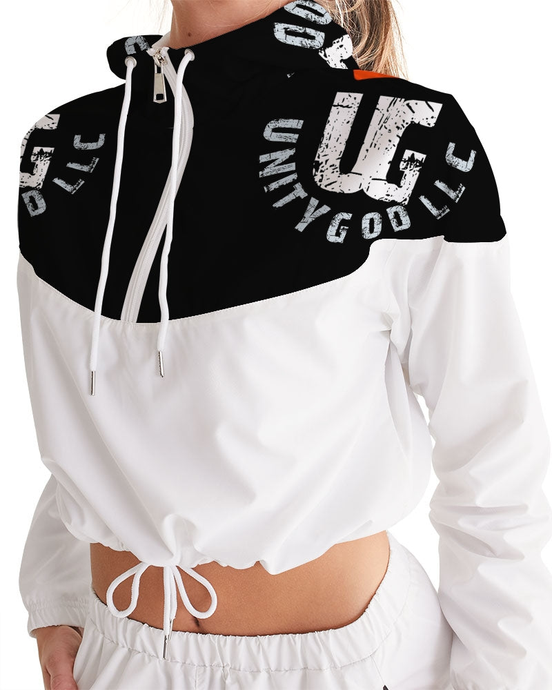 red UNITYGOD Logo Women's Cropped Windbreaker