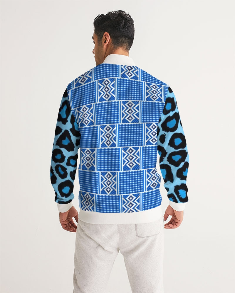 Blue leopard kente Men's Track Jacket