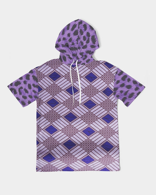 Purple Leopard Men's Premium Heavyweight Short Sleeve Hoodie