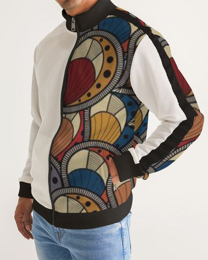 Classic Kente Men's Stripe-Sleeve Track Jacket