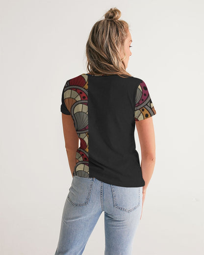 Black classic Kente Women's V-Neck Tee