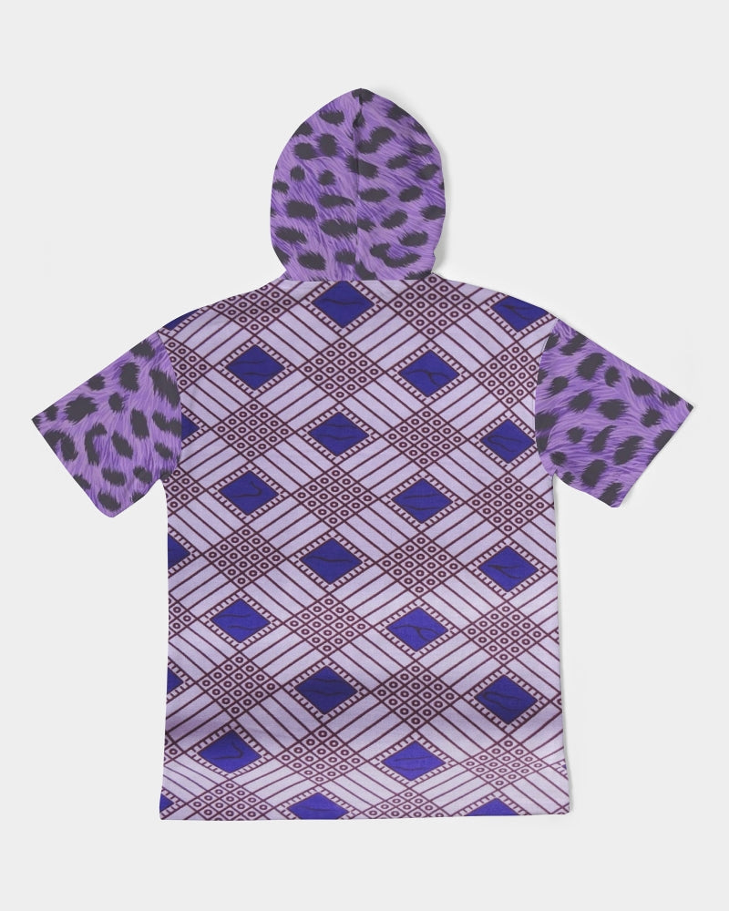 Purple Leopard Men's Premium Heavyweight Short Sleeve Hoodie
